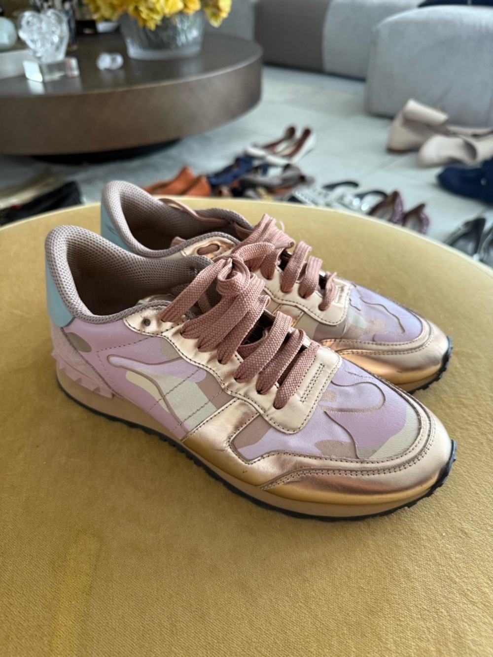 Valentino Pink and Rose Gold Athletic Sneakers